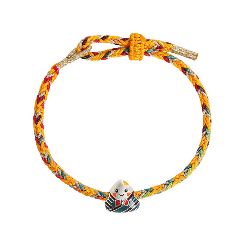 925 Sterling Silver Dragon Boat Festival Bracelet With Colorful Rope