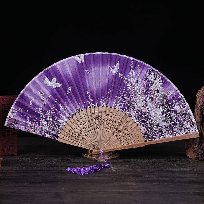 21cm Bamboo Hand Fan | Cherry Blossom Butterfly Design