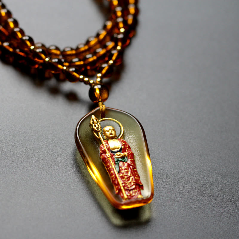 Ksitigarbha Buddha Liuli Crystal Compassion Necklace