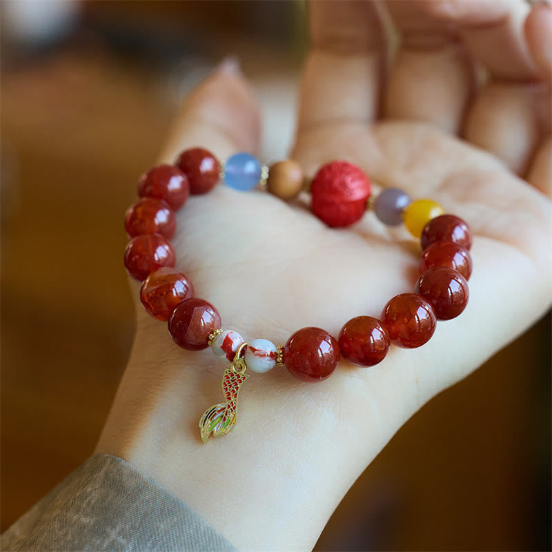 Red Agate Peace Talisman Confidence Bracelet 10mm Beads