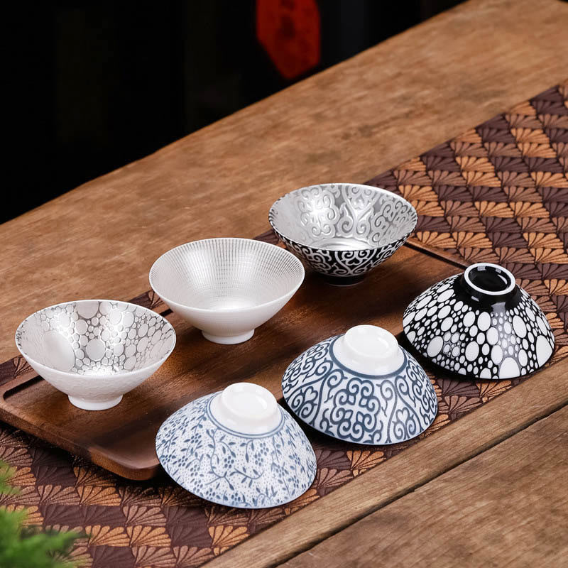 55 ml Keramik-Teetasse mit tibetanischem Muster und Fu-Charakter für Kung-Fu-Tee