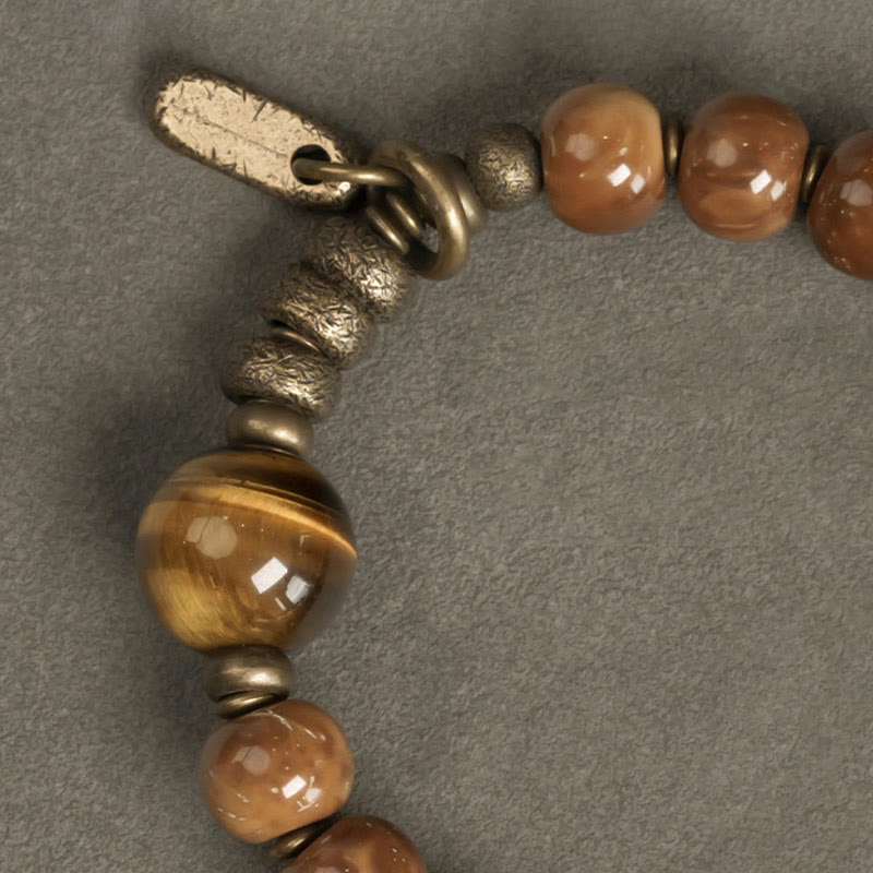 Tiger Eye & Gold Sheen Obsidian Kuka Seed Wealth Bracelet