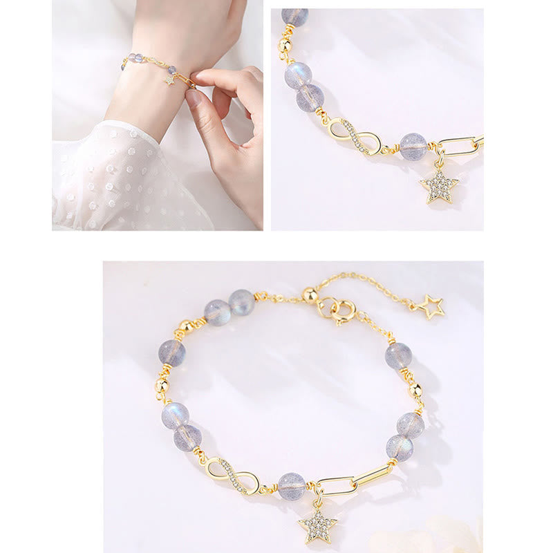 14K Gold Plated Strawberry Quartz Eternal Love Bracelet