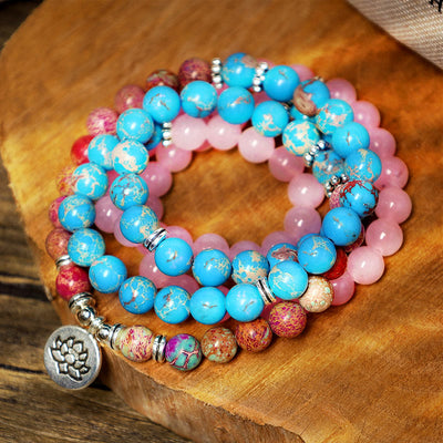 8 mm tibetische Miano Real Harmony Lotus Mala Perlen
