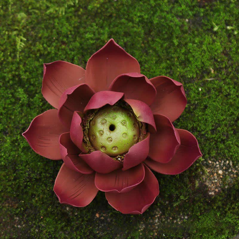 Tibetischer Lotus-Räucherbrenner aus violettem Ton für Frieden und Ruhe