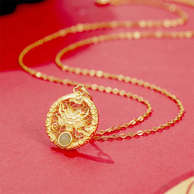 Hetian Jade Dragon Protection Necklace | Strength & Success