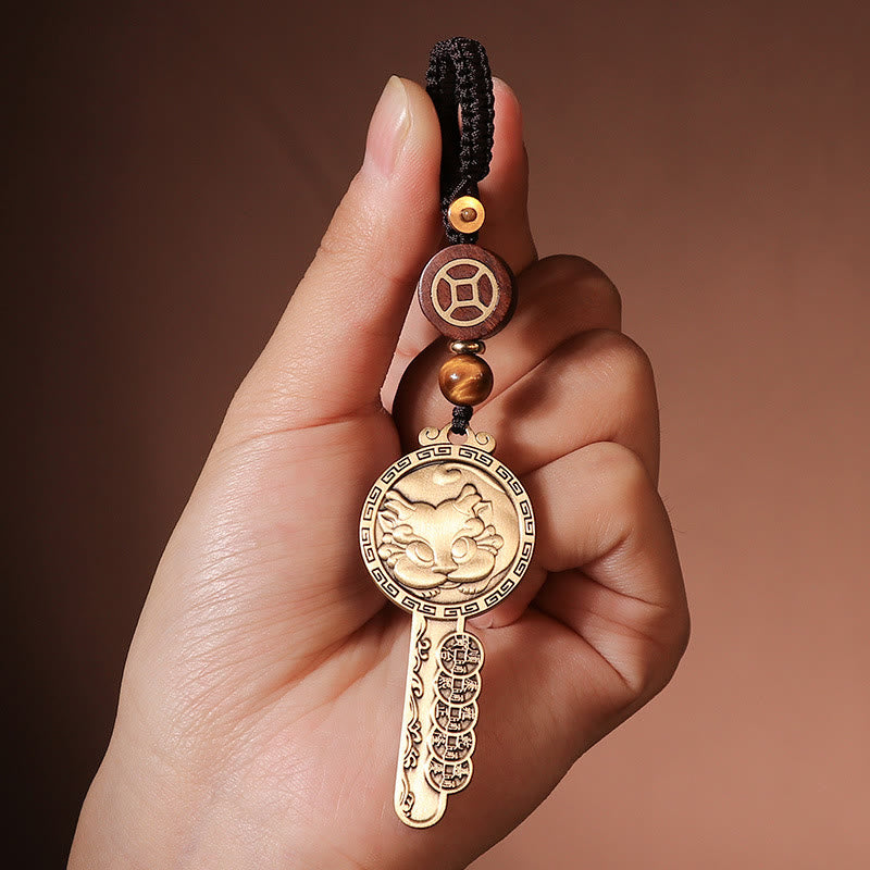 Pixiu Copper Coin Yin Yang Bagua Handmade Key Chain