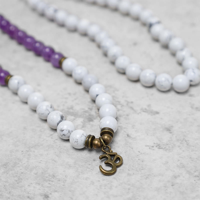 108 Beads Amethyst White Turquoise Healing Bracelet