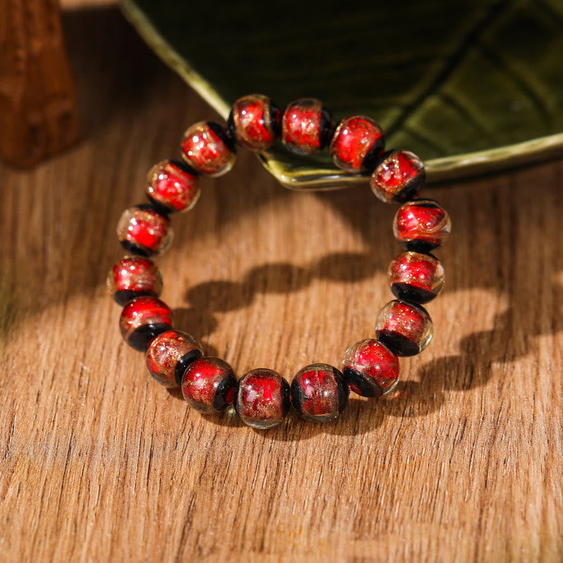 Multicolored Liuli Glass Bead Spiritual Bracelet 8mm