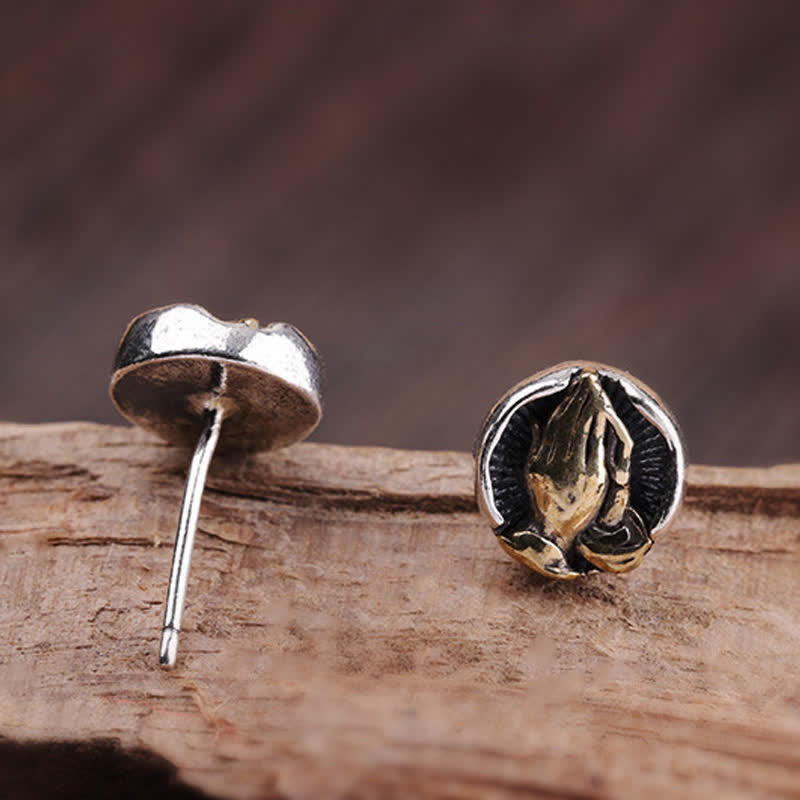 925 Sterling Silver Namaste Spiritual Stud Earrings for Equality & Protection