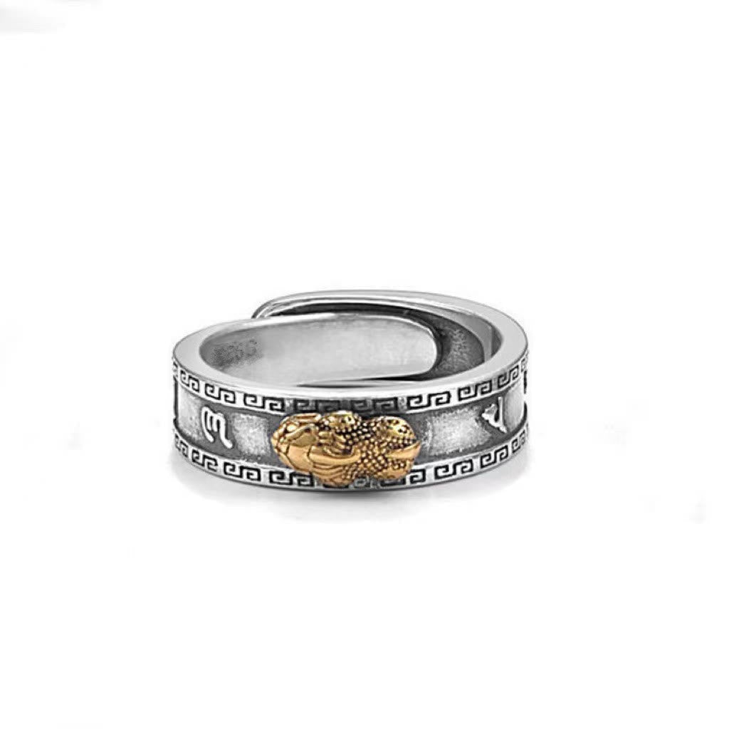 Pixiu Luck Wealth Couple Ring Gold 6.2mm Feng Shui