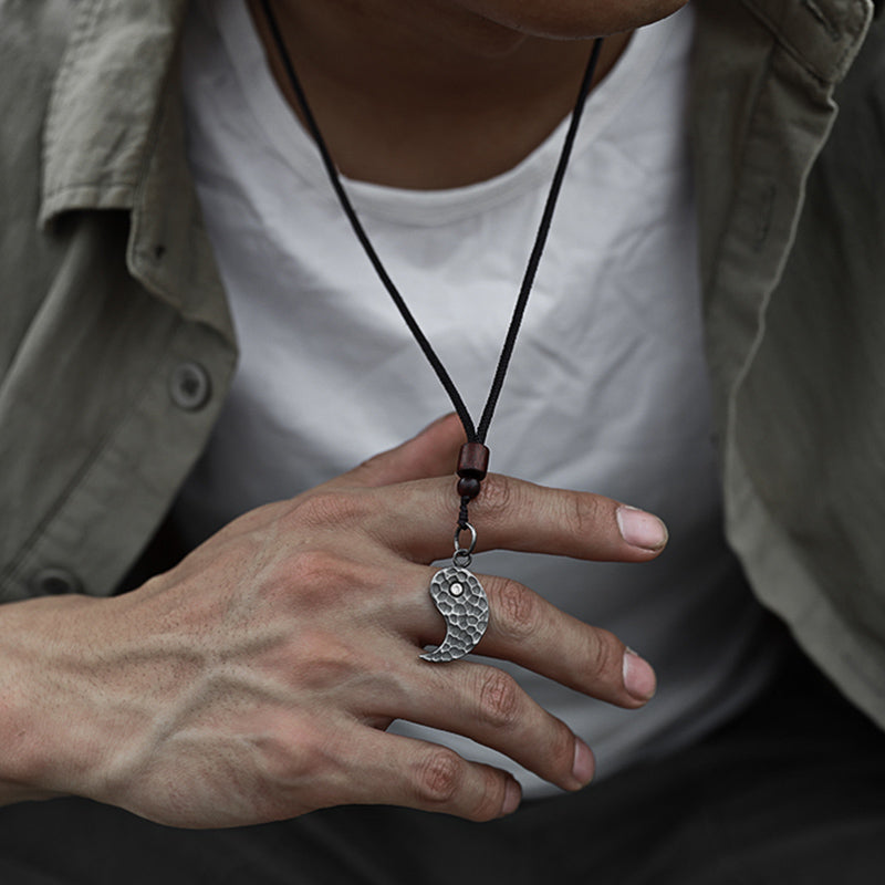 990 Sterling Silver Yin Yang Balance Necklace Pendant