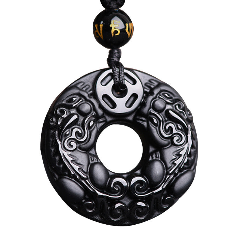 Obsidian Pixiu Pendant Necklace | Wealth & Protection Charm