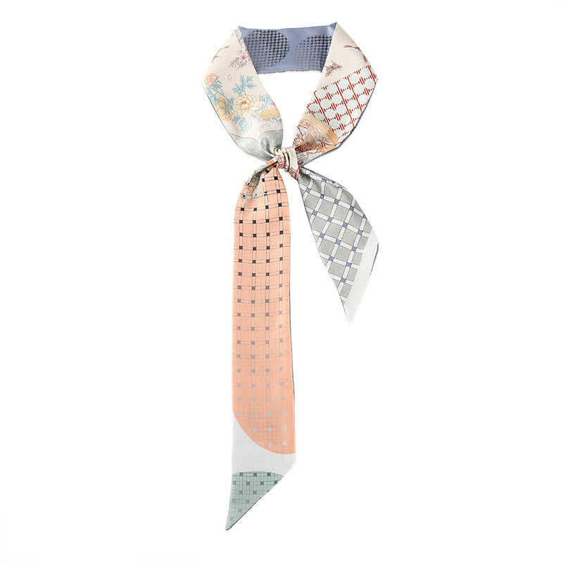 6cm x 125cm Mulberry Silk Twilly Scarf | Dunhuang Frescoes Sunset Pattern
