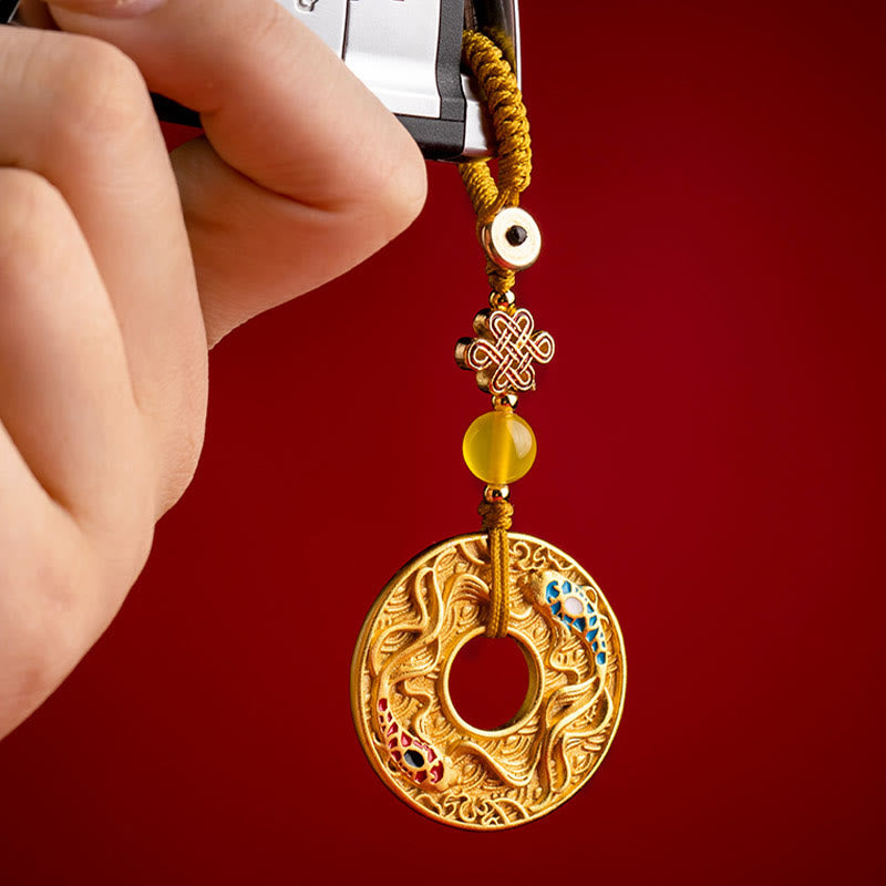 Double Koi Fish Peace Buckle Key Chain | Wealth & Luck Charm