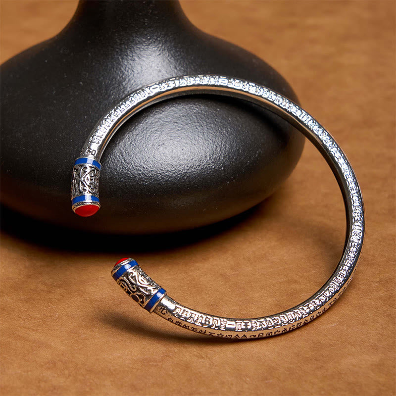 58 mm Kupfer-Heilarmband mit geschnitzten Münzen im Herz-Sutra-Stil
