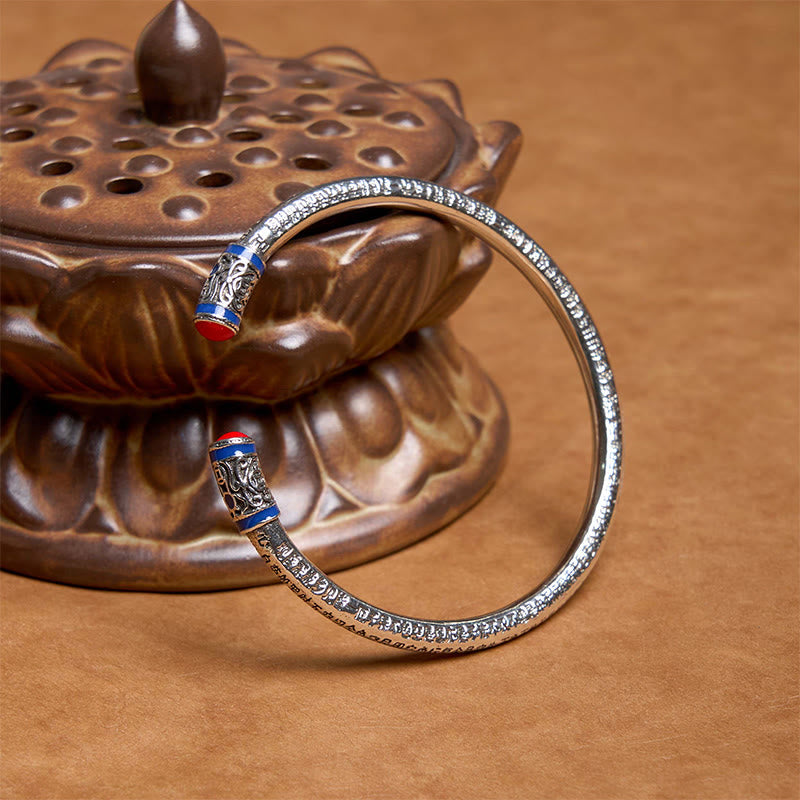 58 mm Kupfer-Heilarmband mit geschnitzten Münzen im Herz-Sutra-Stil