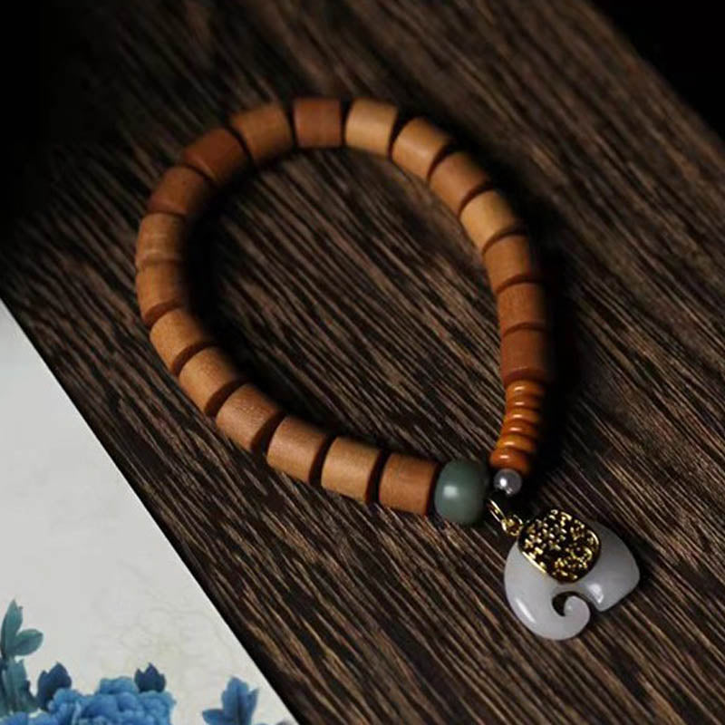 Sandalwood Jade Elephant Protection Bracelet 8mm Beads