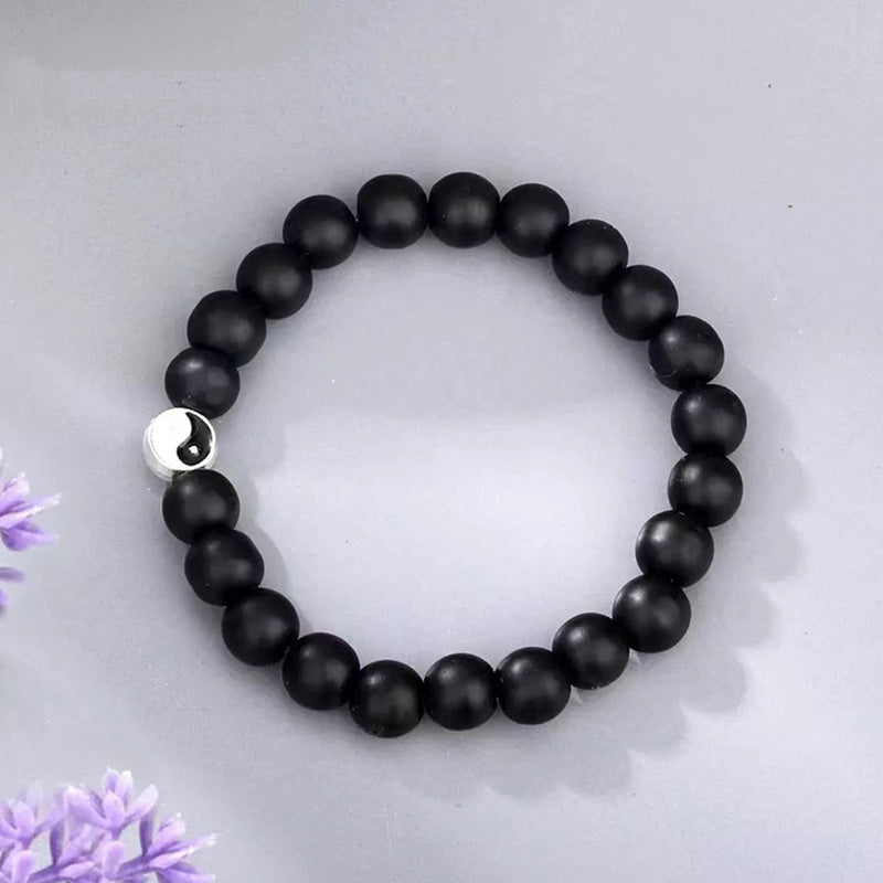 White Turquoise & Frosted Stone 3pcs Yin Yang Wealth Bracelet