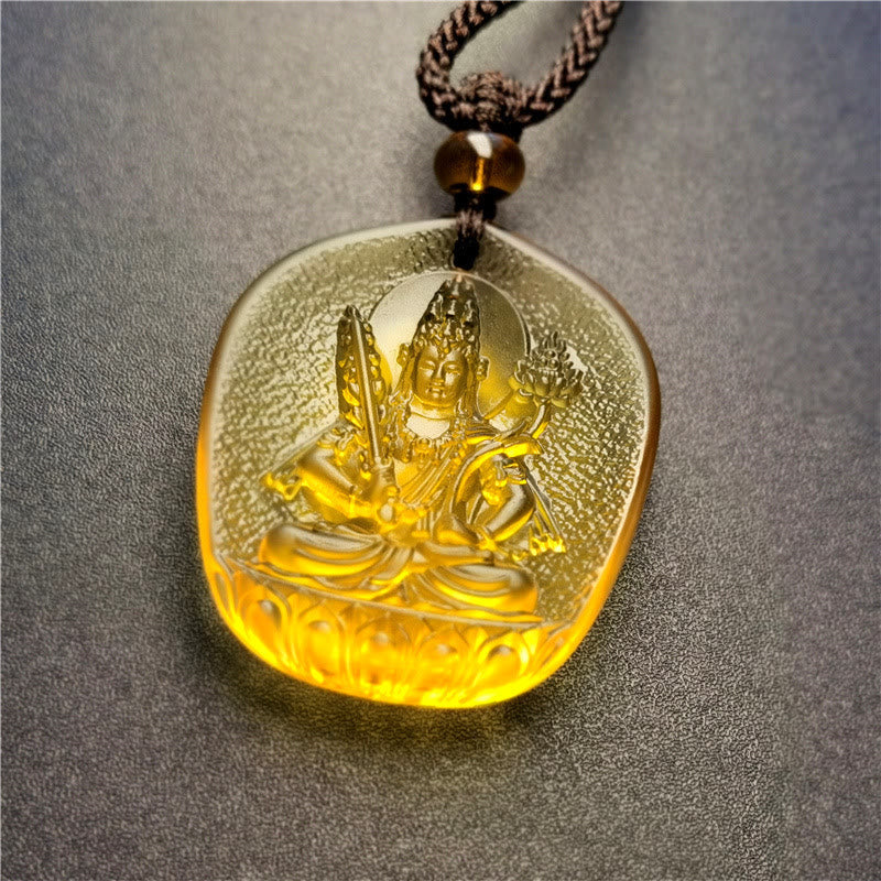 Chinese Zodiac Liuli Crystal Compassion Necklace Pendant