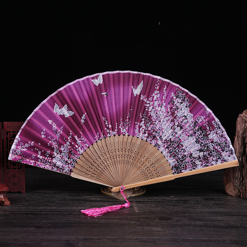 21cm Bamboo Hand Fan | Cherry Blossom Butterfly Design
