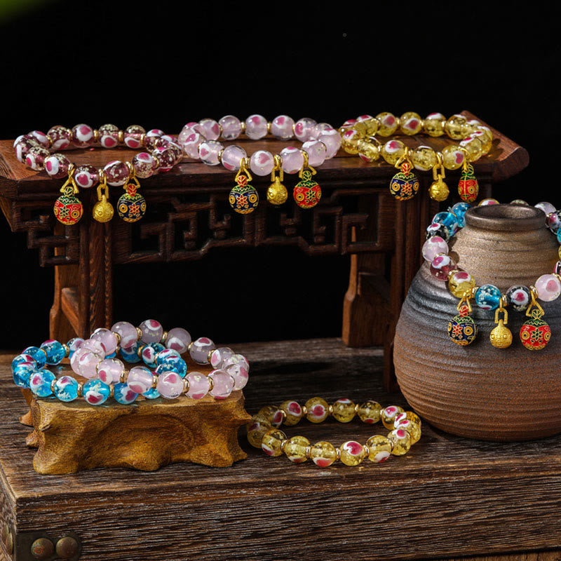 Pink Liuli Glass Spiritual Bracelet for Love & Luck
