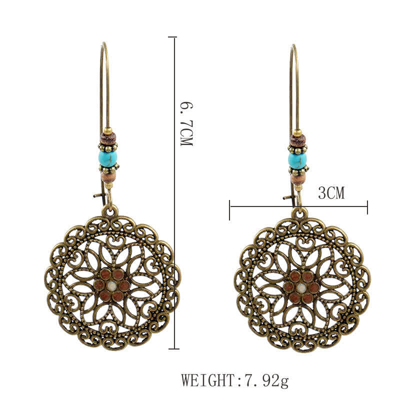 Copper Spiritual Earrings With Flower Design for Luck & Abundance