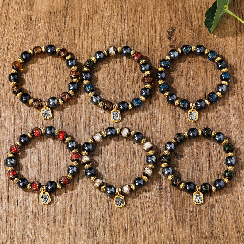 10mm Liuli Glass Lucky Zakiram Wealth Bracelet