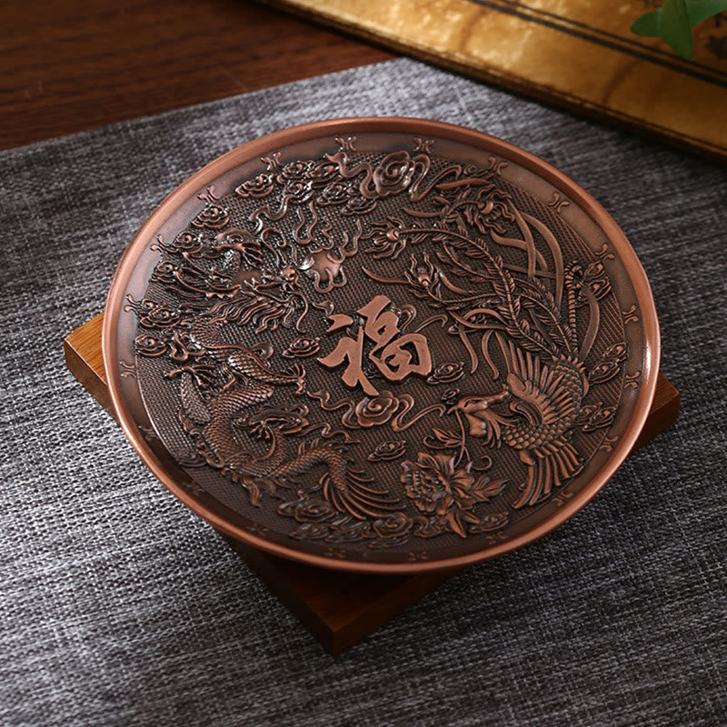 Dragon Incense Burner with Lotus, Phoenix & Eight Auspicious Symbols