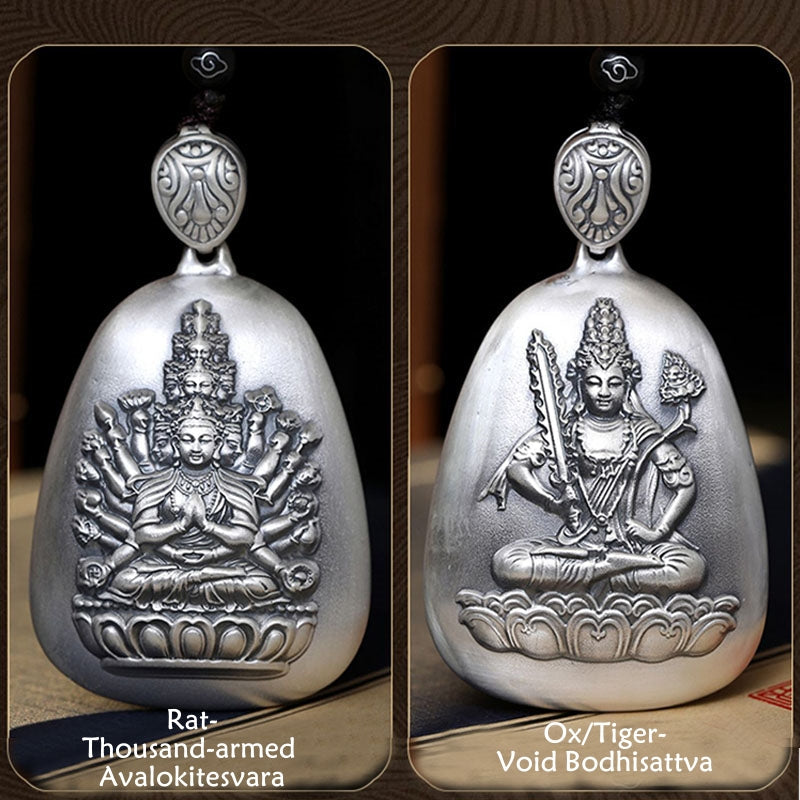 999 Sterling Silver Chinese Zodiac Protection Pendant Necklace