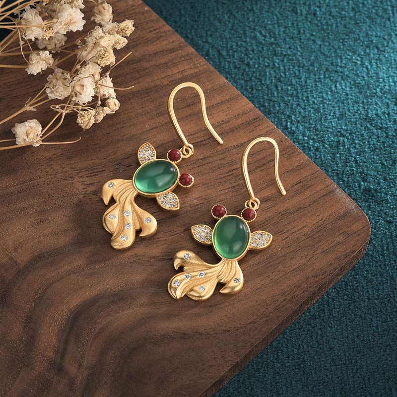 Feng Shui Jade Koi Fortune Earrings for Prosperity & Luck