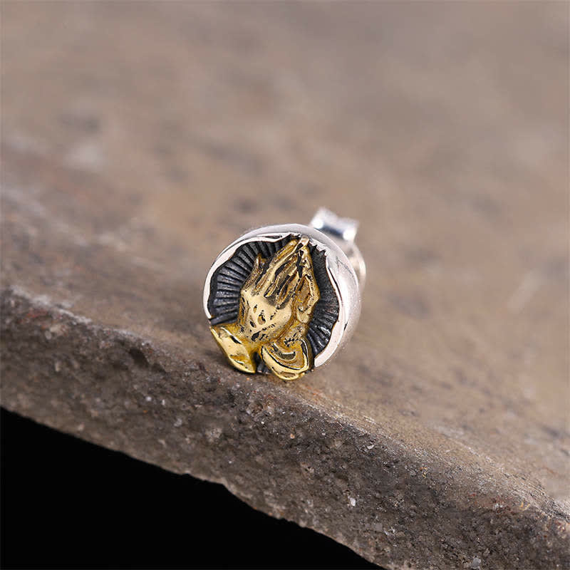 925 Sterling Silver Namaste Spiritual Stud Earrings for Equality & Protection