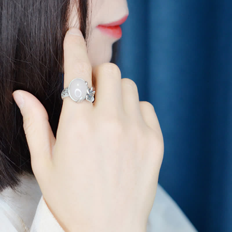 990 Sterling Silber Chalcedon Pflaume Positive Harmonie Ring