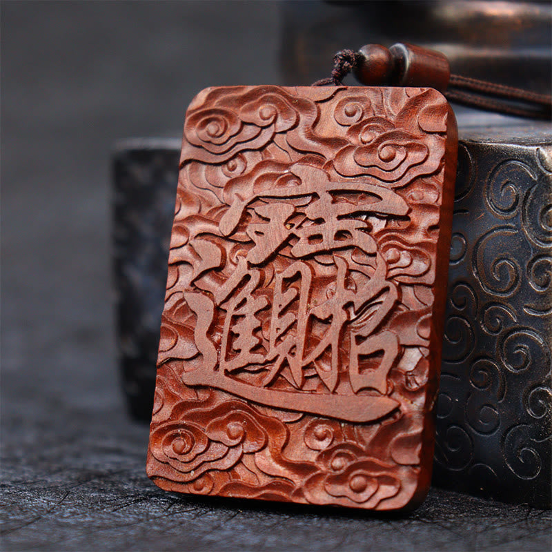 Lightning Struck Jujube Wood Pixiu Necklace for Fortune