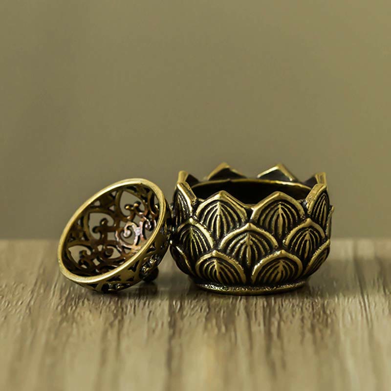 Tibetischer Mini-Räucherbrenner aus Kupfer mit Lotusmuster