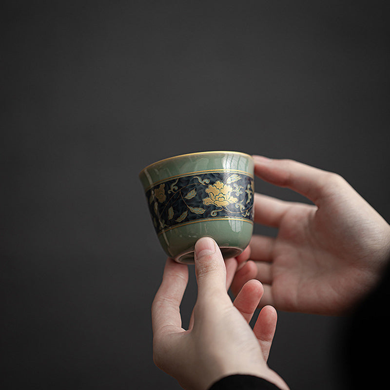 100ml Ceramic Teacup with Butterfly & Lotus Design