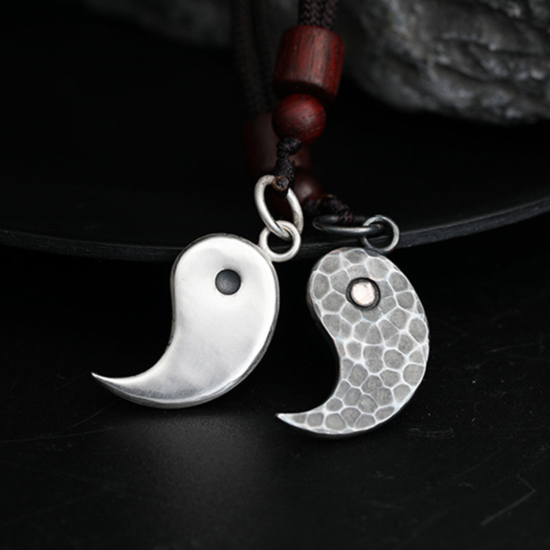990 Sterling Silver Yin Yang Balance Necklace Pendant