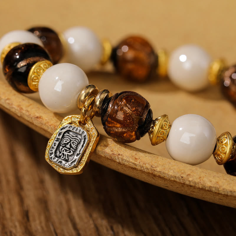10mm Liuli Glass Incense Ash Porcelain Spiritual Protection Bracelet
