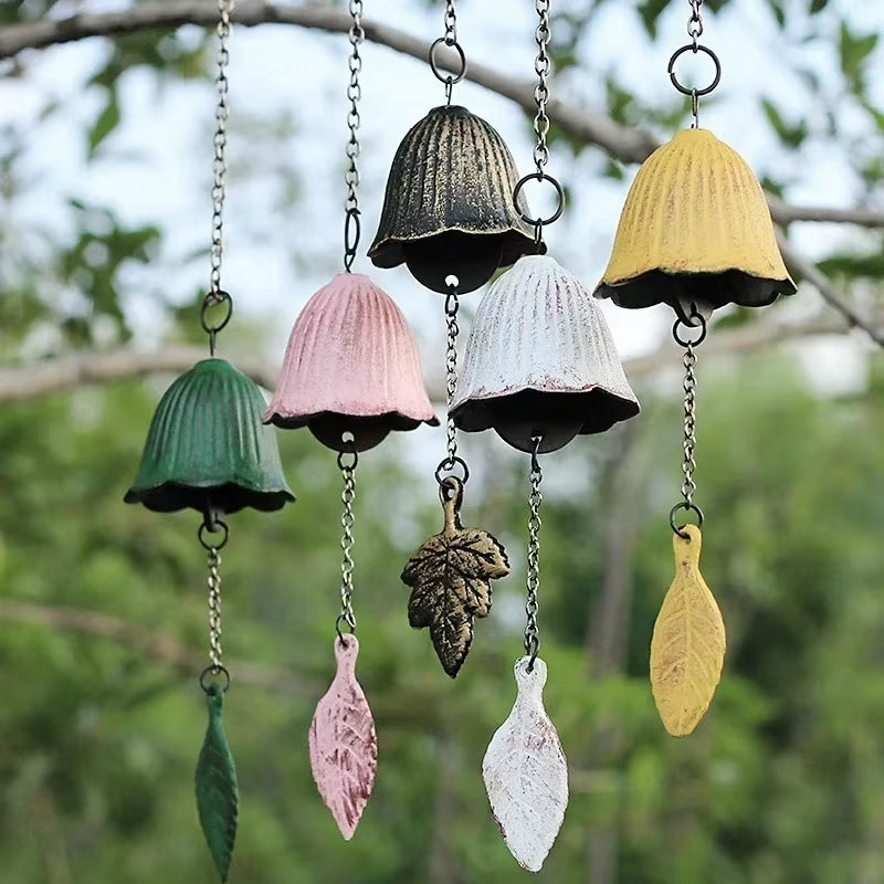 Decorative Japanese Iron Wind Chimes in pastel colors for outdoor garden decor