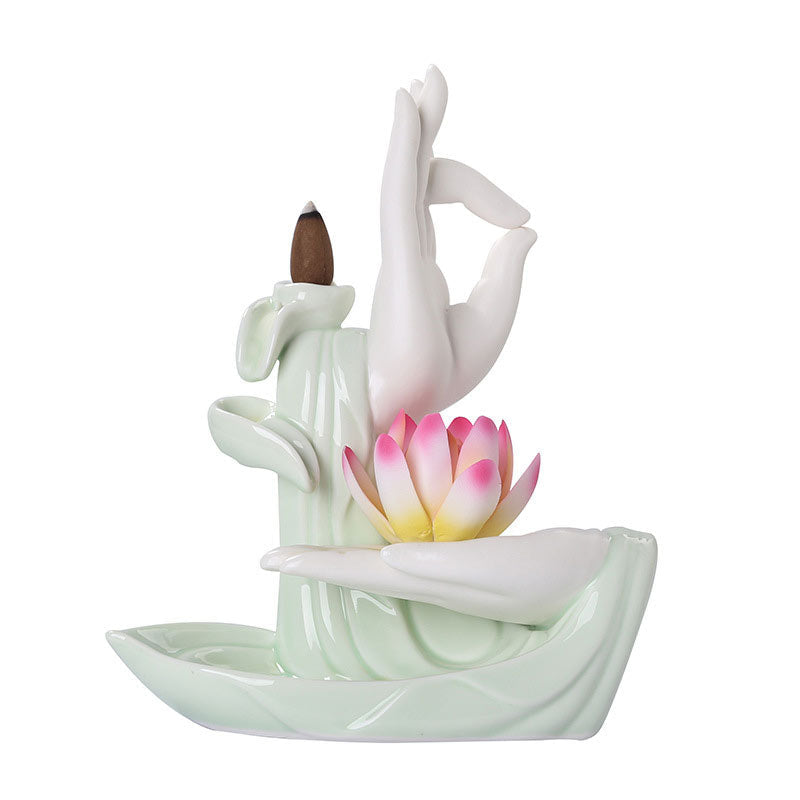 Handcrafted Purple Clay Lotus Ceramic Incense Burner