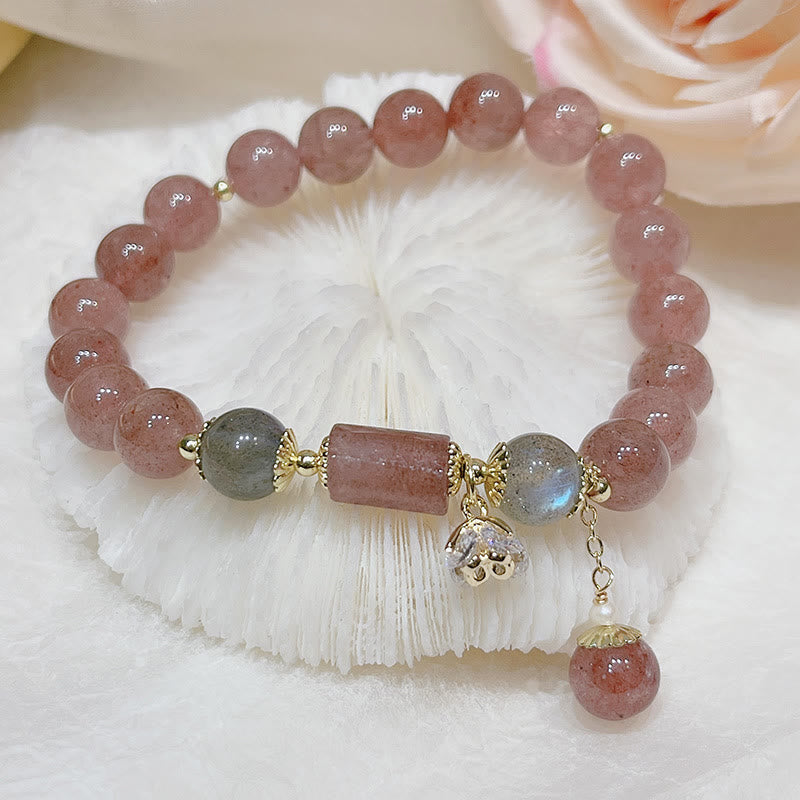 Strawberry Quartz Moonstone Love Bracelet 15-18cm