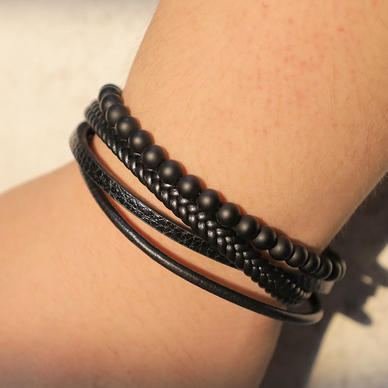 6mm Lava Rock Black Onyx Spiritual Bracelet for Protection