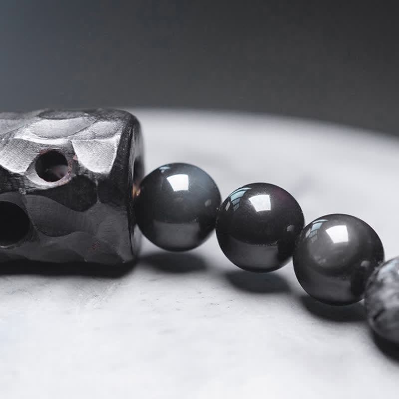 Schwarzer Rutilquarz Klarquarz Paar Armband 8mm