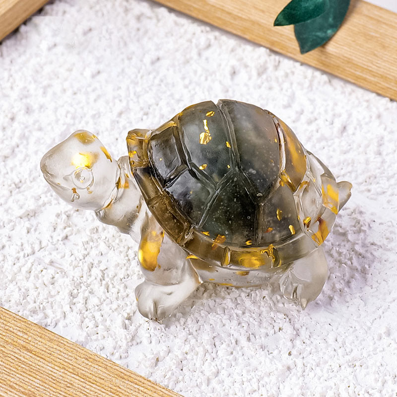 5 cm große Mini-Schildkrötenfigur aus Citrinstein für Wohlstand