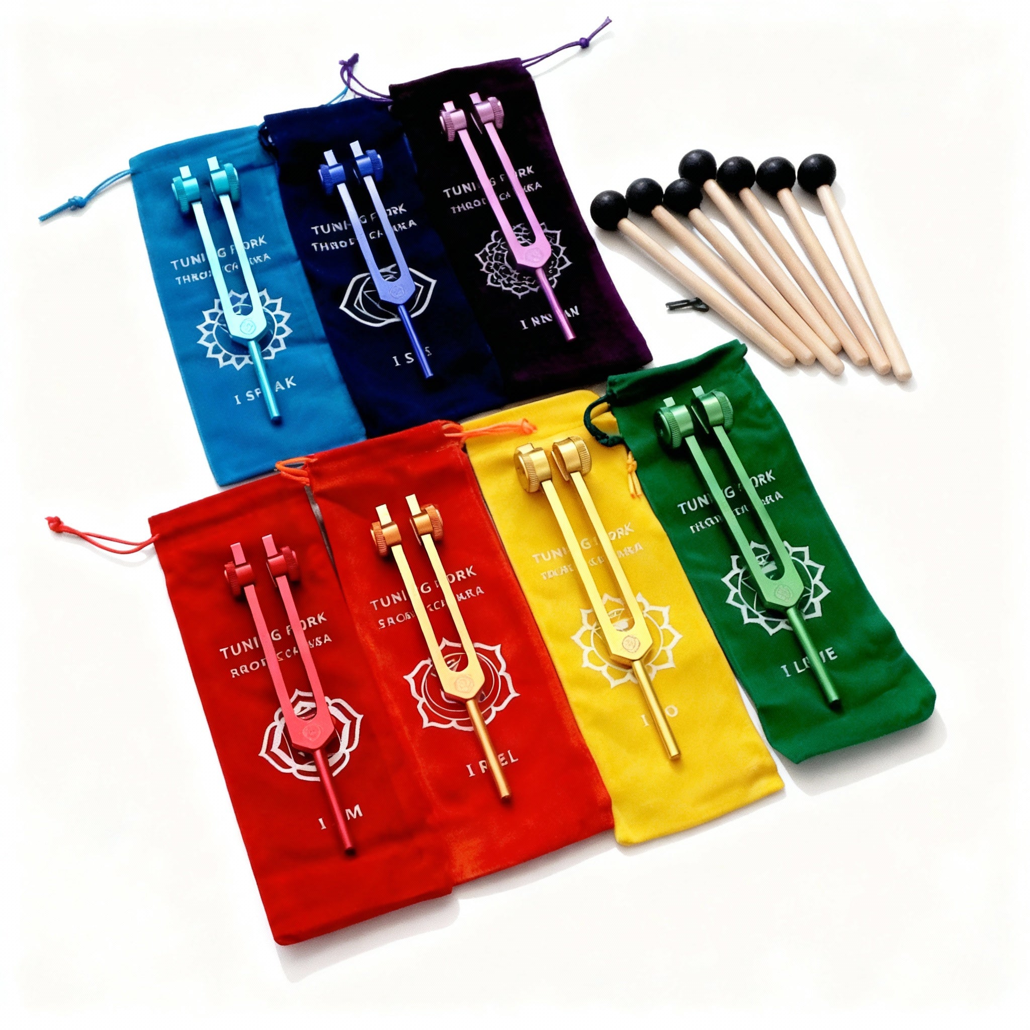 7-teiliges Chakra-Stimmgabel-Set zur Ausrichtung und Klangtherapie