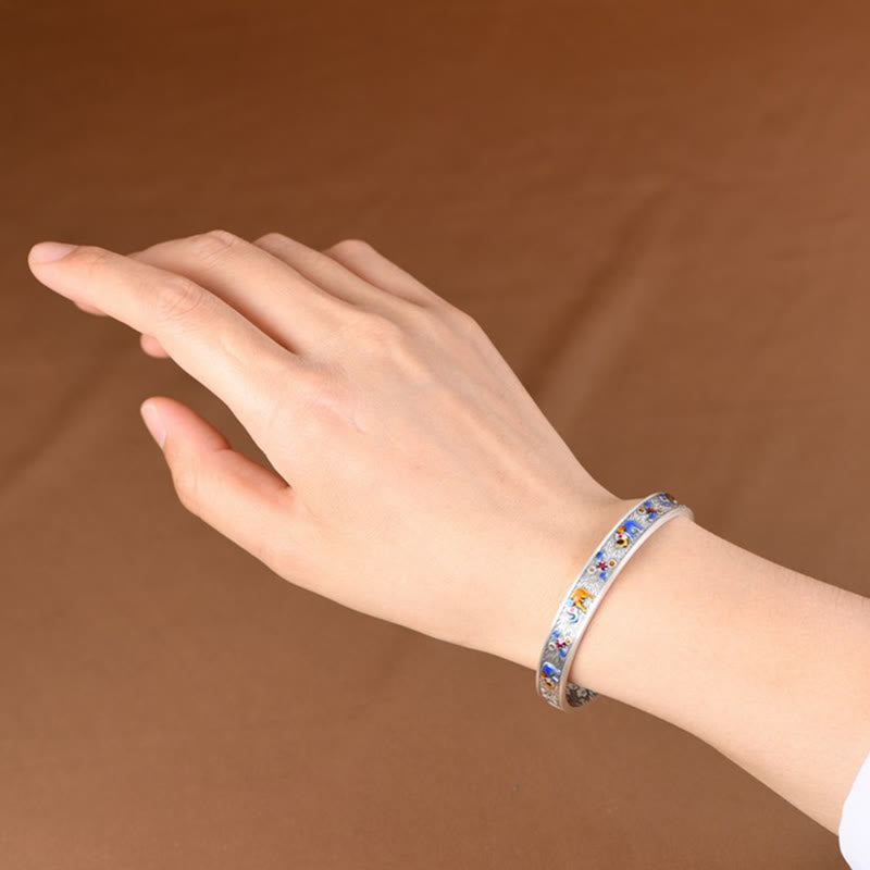 999 Sterling Silver Elephant Strength Wisdom Bracelet Cuff