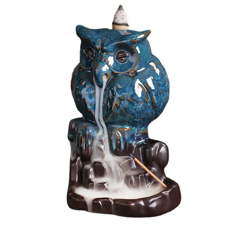 Handmade Ceramic Owl Backflow Incense Burner 9.2cm