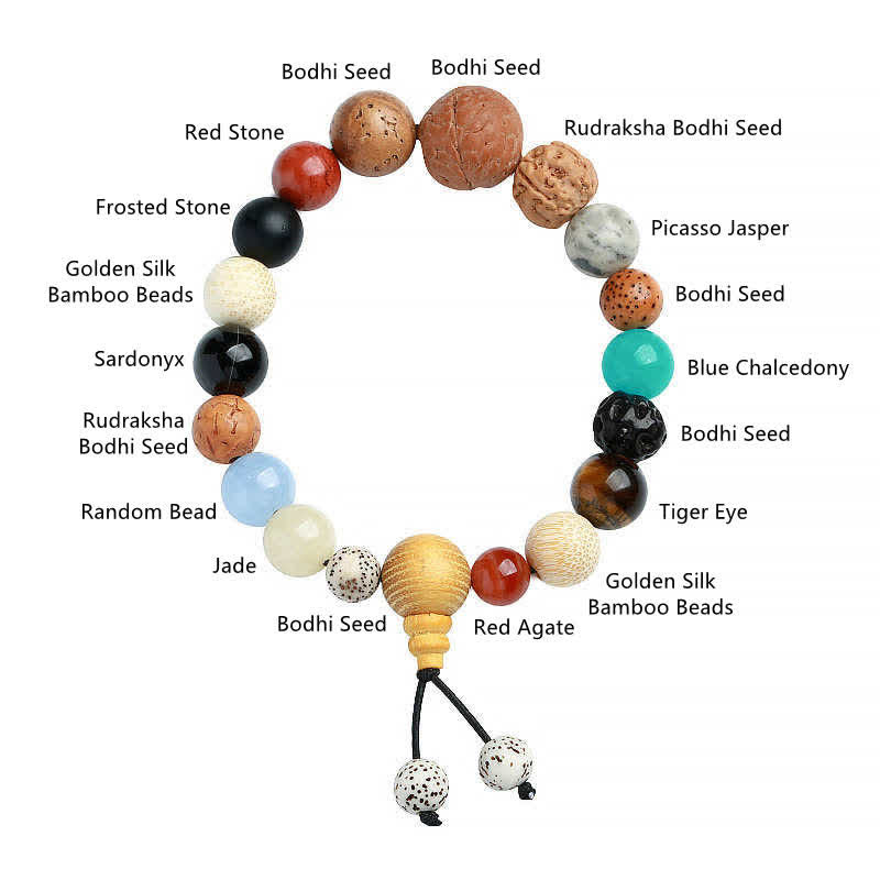 Bodhi Seed Agate Wisdom Mala Bracelet for Harmony