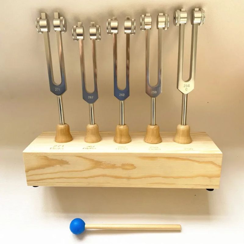 Brain Wave Tuning Fork Set with Stand - 5pc