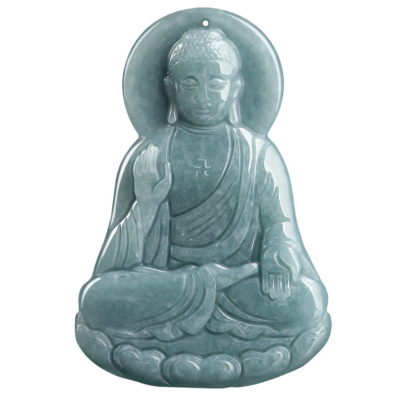 Natürliche Jade Amitabha Buddha Mitgefühl Halskette 65cm String